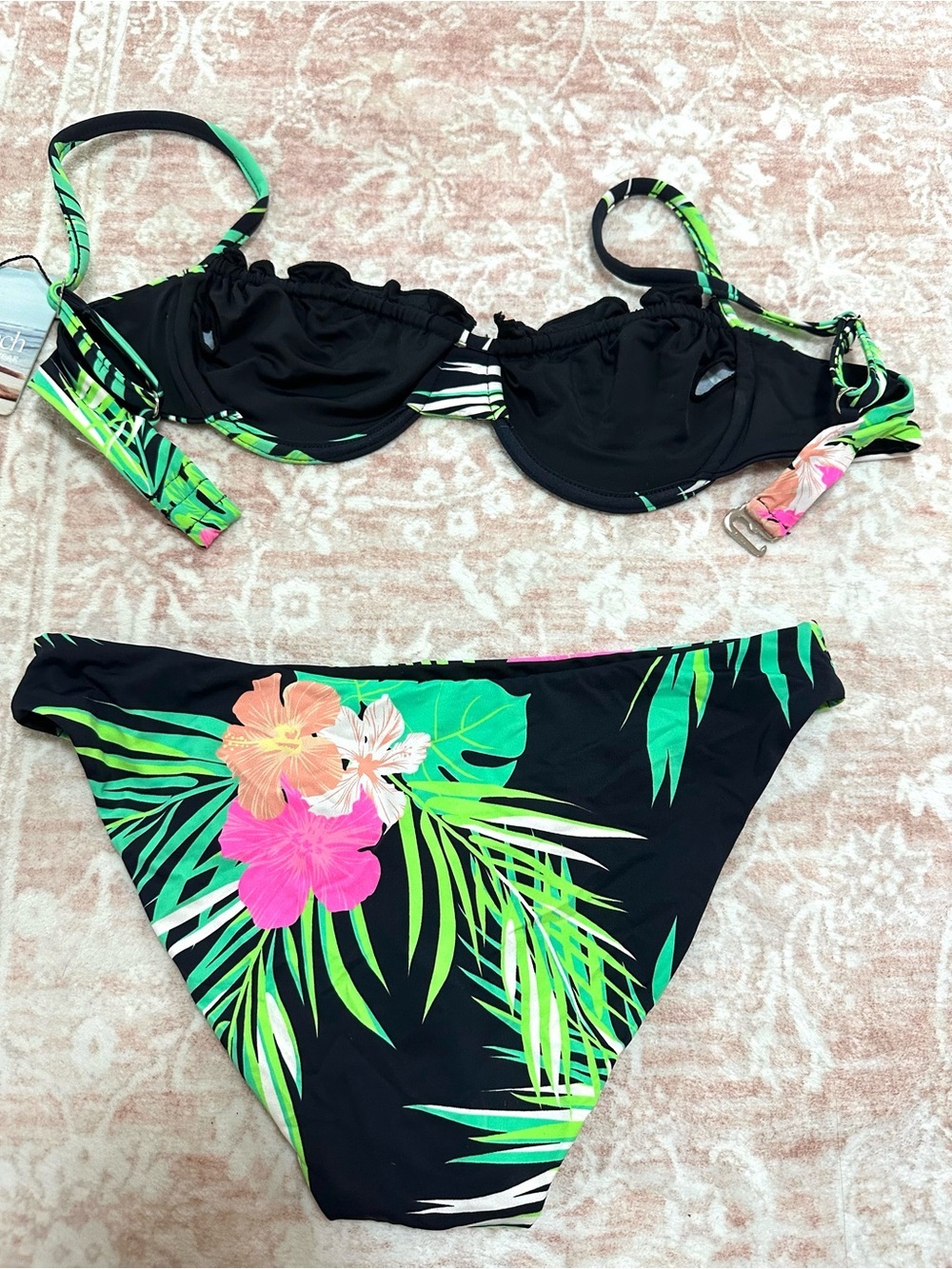 NWT 🌴SET Tropical Print Underwire Bikini - Picture 12 of 13